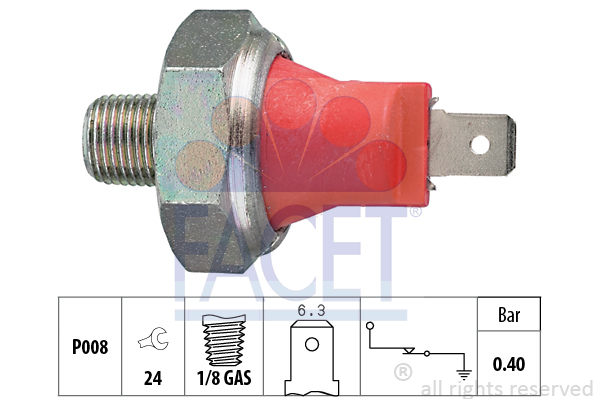 Włącznik ciśnieniowy oleju, Made in Italy - OE Equivalent 7.0017 FACET EPS