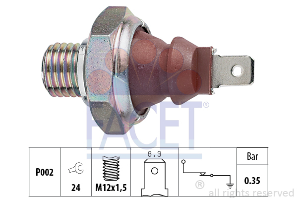 Włącznik ciśnieniowy oleju, Made in Italy - OE Equivalent 7.0026 FACET EPS