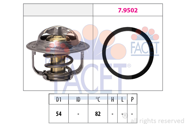 Termostat układu chłodzenia, Made in Italy - OE Equivalent 7.8800 FACET EPS