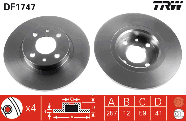 Tarcza hamulcowa DF1747 TRW
