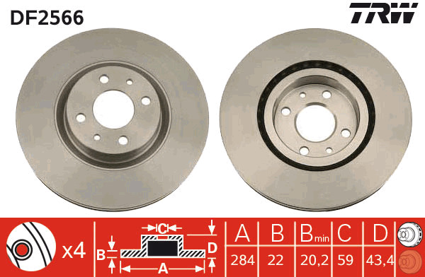 Tarcza hamulcowa DF2566 TRW