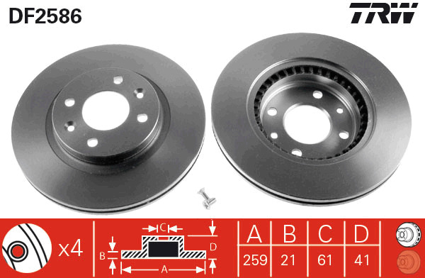 Tarcza hamulcowa DF2586 TRW