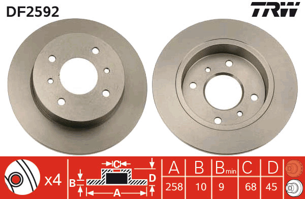Tarcza hamulcowa DF2592 TRW