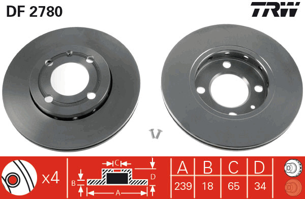 Tarcza hamulcowa DF2780 TRW