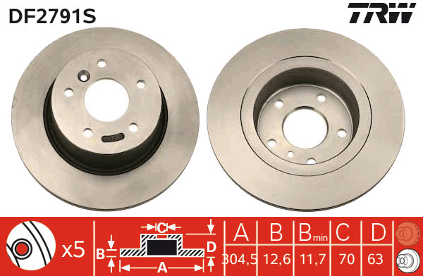 Tarcza hamulcowa DF2791S TRW