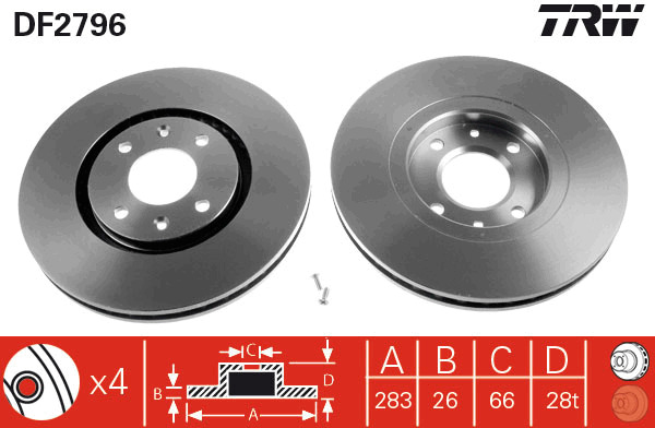 Tarcza hamulcowa DF2796 TRW