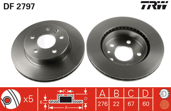 Tarcza hamulcowa DF2797 TRW