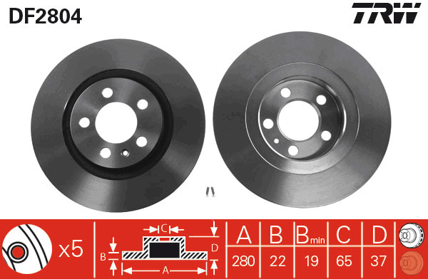 Tarcza hamulcowa DF2804 TRW