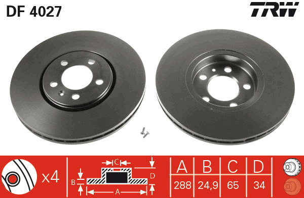 Tarcza hamulcowa DF4027 TRW