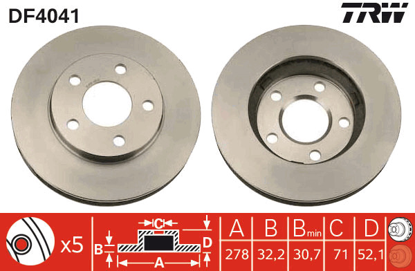 Tarcza hamulcowa DF4041 TRW