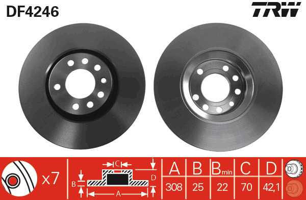 Tarcza hamulcowa DF4246 TRW