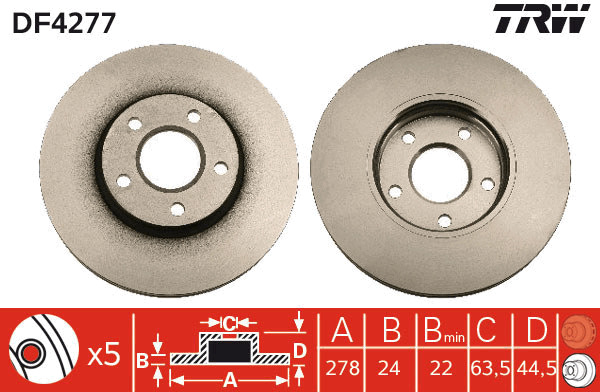 Tarcza hamulcowa DF4277 TRW