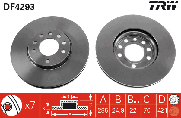 Tarcza hamulcowa DF4293 TRW