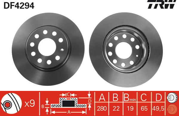 Tarcza hamulcowa DF4294 TRW