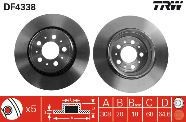 Tarcza hamulcowa DF4338 TRW
