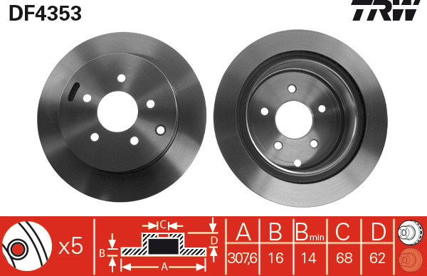 Tarcza hamulcowa DF4353 TRW