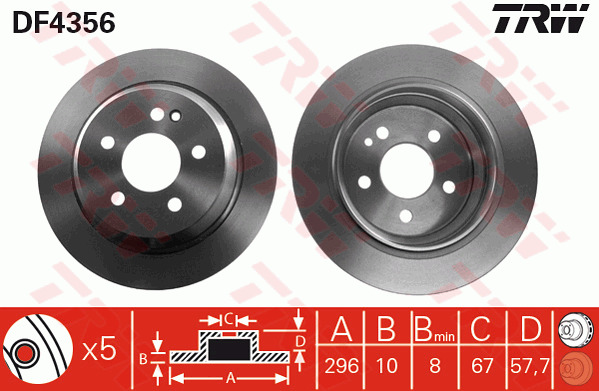 Tarcza hamulcowa DF4356 TRW