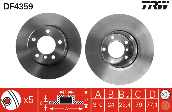 Tarcza hamulcowa DF4359 TRW