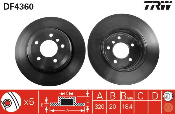 Tarcza hamulcowa DF4360 TRW