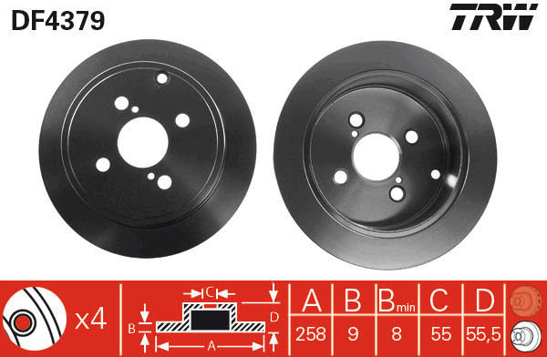 Tarcza hamulcowa DF4379 TRW