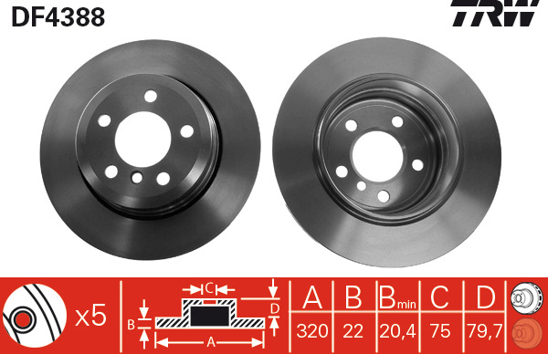 Tarcza hamulcowa DF4388 TRW