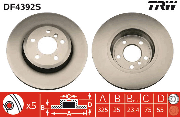 Tarcza hamulcowa DF4392S TRW
