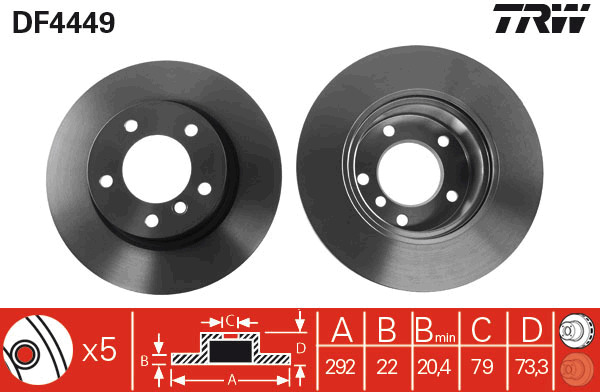 Tarcza hamulcowa DF4449 TRW