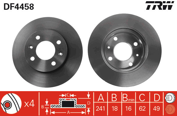 Tarcza hamulcowa DF4458 TRW