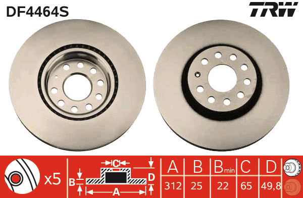 Tarcza hamulcowa DF4464S TRW