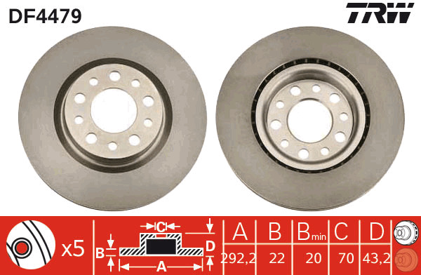Tarcza hamulcowa DF4479 TRW