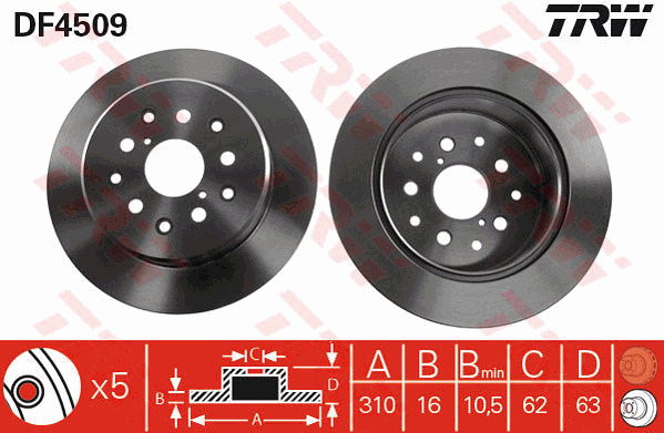 Tarcza hamulcowa DF4509 TRW