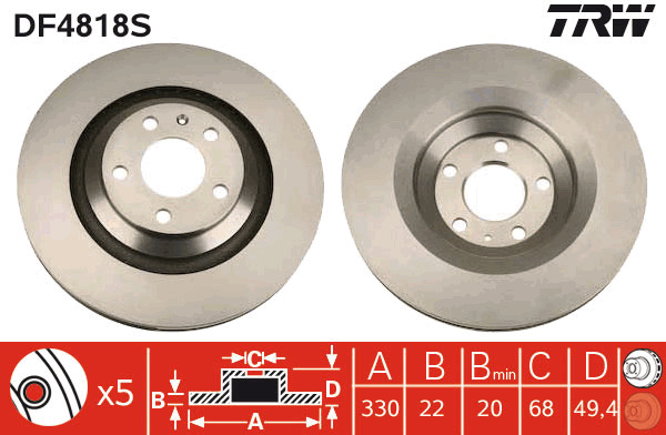 Tarcza hamulcowa DF4818S TRW
