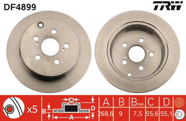 Tarcza hamulcowa DF4899 TRW