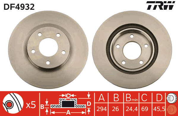 Tarcza hamulcowa DF4932 TRW