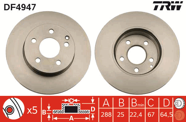 Tarcza hamulcowa DF4947 TRW