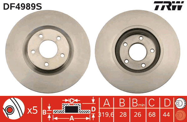 Tarcza hamulcowa DF4989S TRW