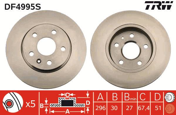 Tarcza hamulcowa DF4995S TRW