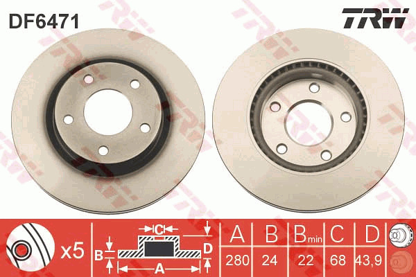 Tarcza hamulcowa DF6471 TRW