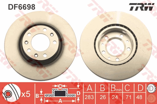 Tarcza hamulcowa DF6698 TRW