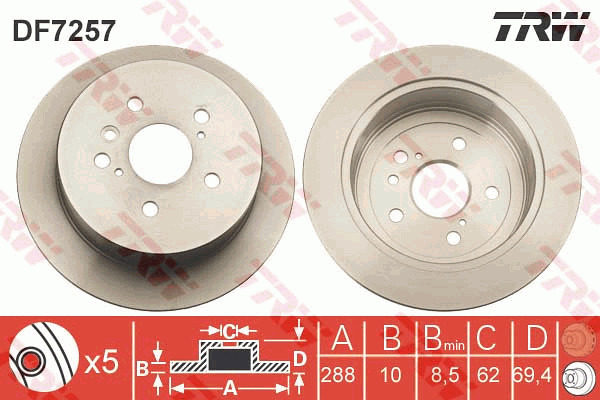 Tarcza hamulcowa DF7257 TRW