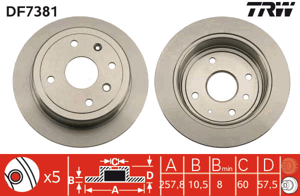 Tarcza hamulcowa DF7381 TRW