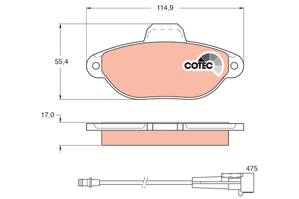 Klocki hamulcowe - komplet, COTEC GDB1115 TRW