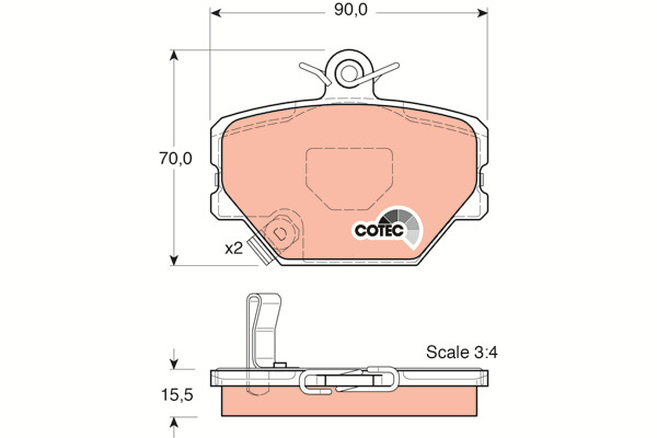 Klocki hamulcowe - komplet, COTEC GDB1365 TRW