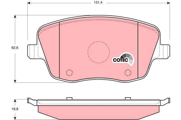 Klocki hamulcowe - komplet, COTEC GDB1414 TRW
