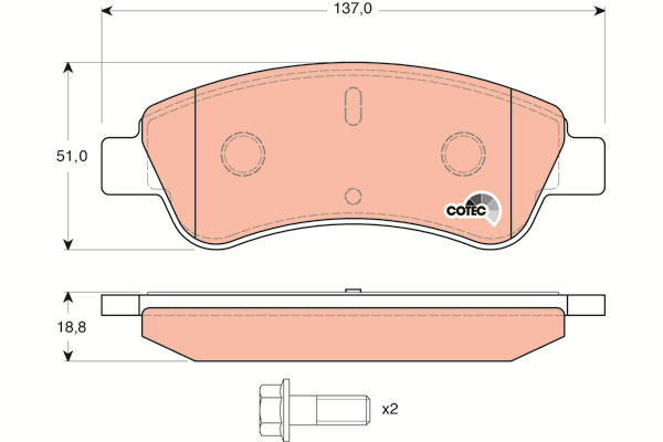 Klocki hamulcowe - komplet, COTEC GDB1463 TRW