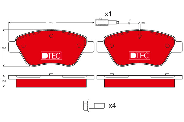 Klocki hamulcowe - komplet, DTEC COTEC GDB1482DTE TRW