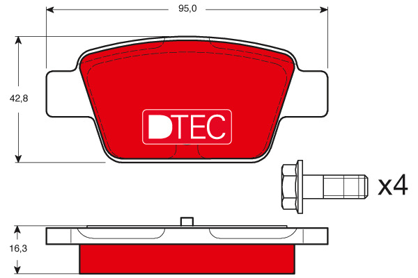 Klocki hamulcowe - komplet, DTEC COTEC GDB1485DTE TRW