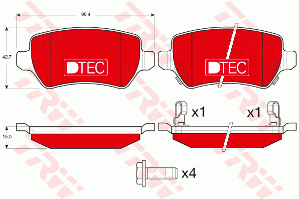 Klocki hamulcowe - komplet, DTEC COTEC GDB1515DTE TRW