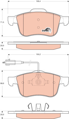 Klocki hamulcowe - komplet, COTEC GDB1647 TRW