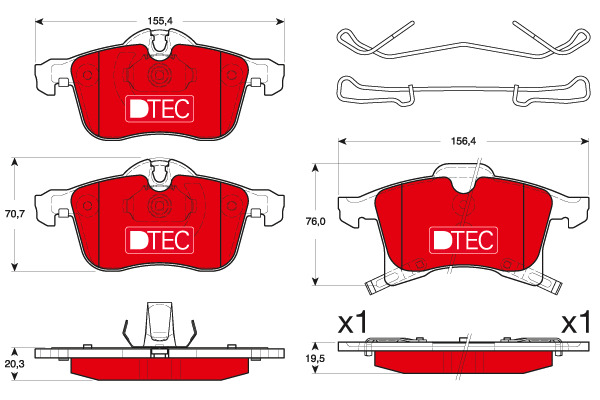 Klocki hamulcowe - komplet, DTEC COTEC GDB1668DTE TRW